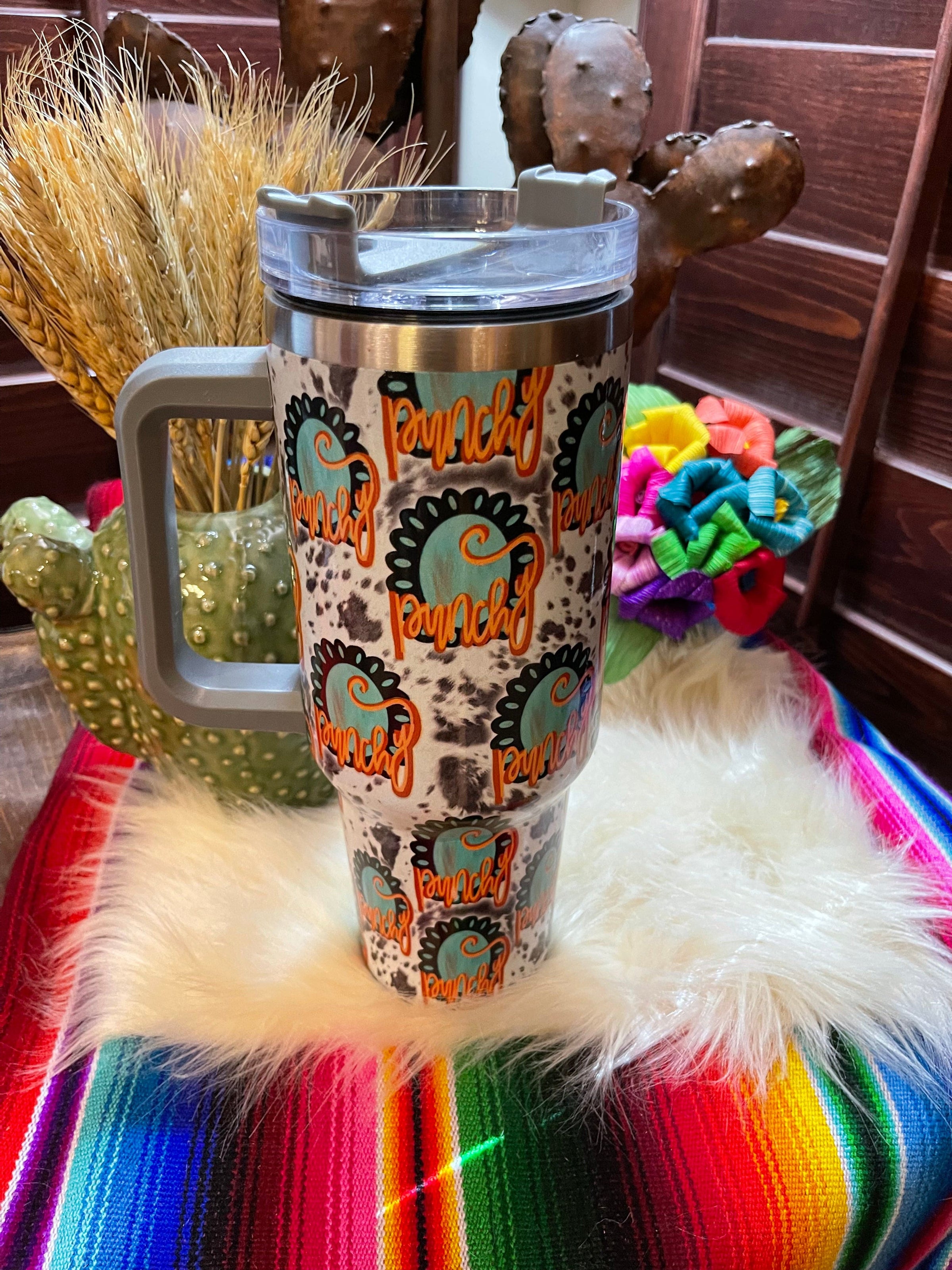 40oz stainless steel TUMBLER Southwest Bedazzle home decor