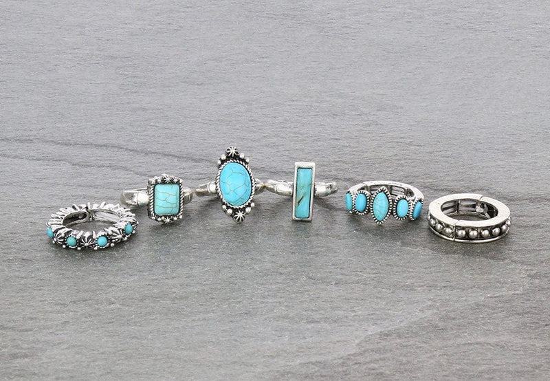 6 pc Western RING SET Southwest Bedazzle jewelz