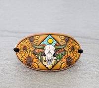 Leather hand painted steer bracelet