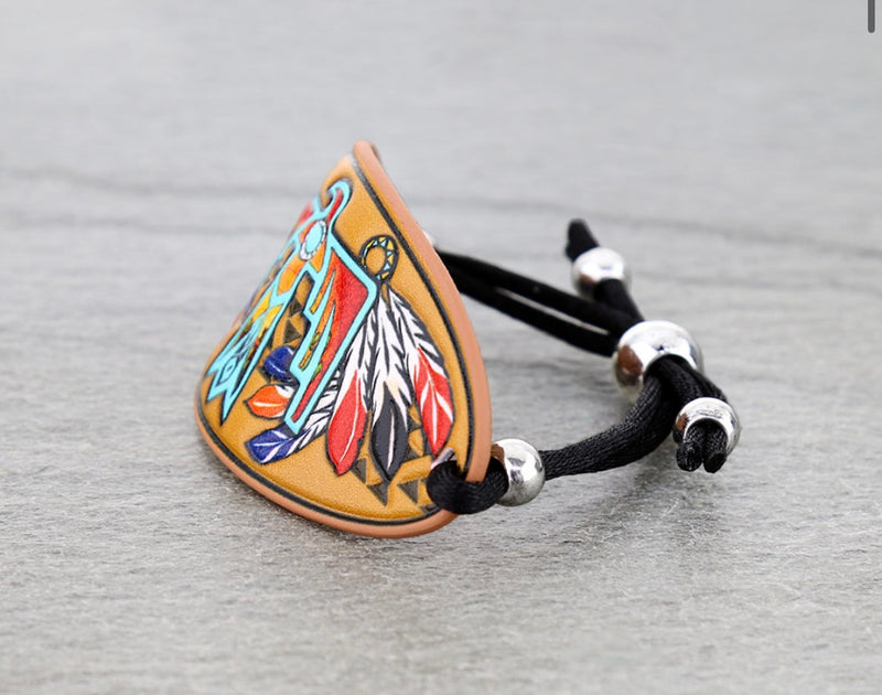 Leather hand painted T.bird bracelet