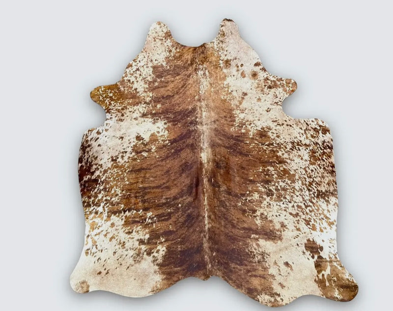 Exotic white bely Brindle 6’+ COWHIDE RUG