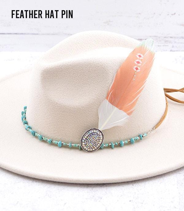 HAT FEATHER PIN  RHINESTONE Southwest Bedazzle jewelz