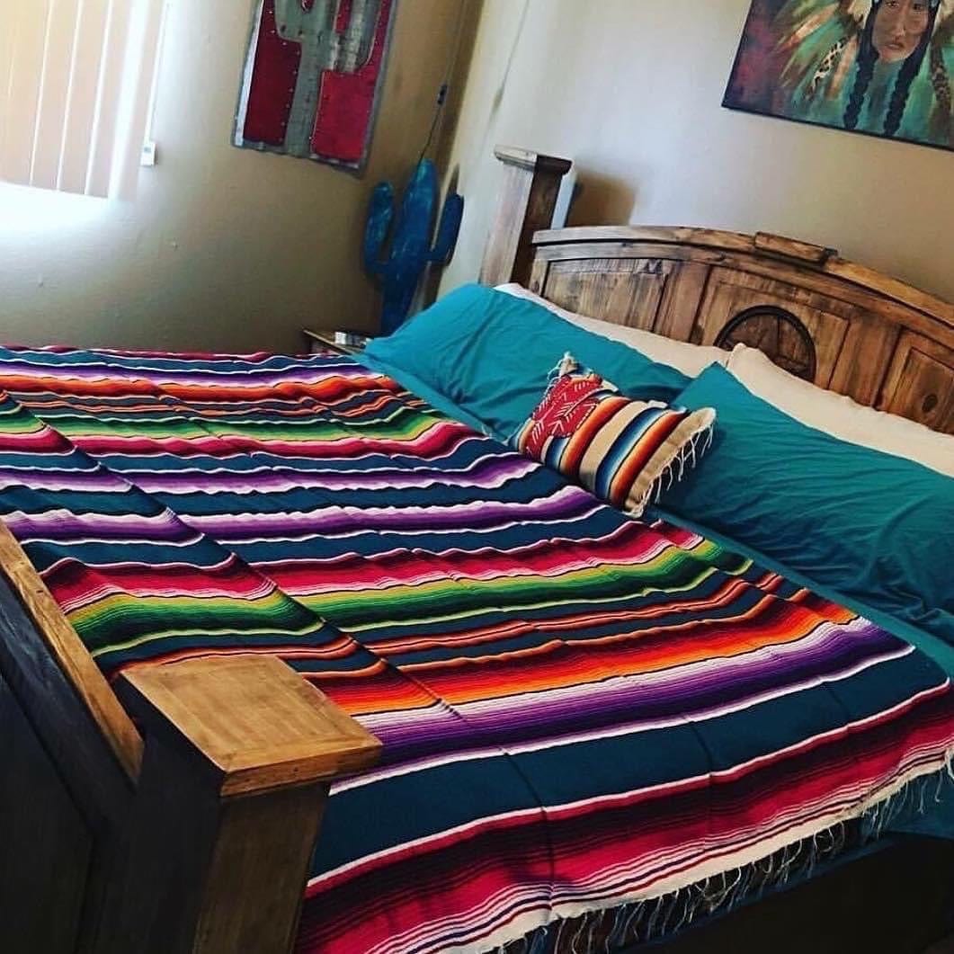 Teal serape blanket Southwest Bedazzle blankets/slippers