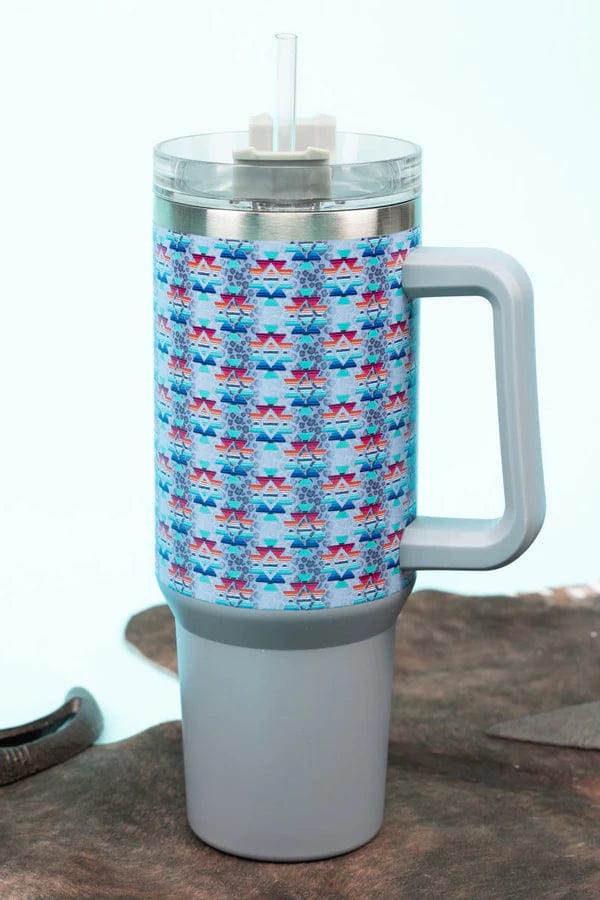 The Traveler mug  GREY AZTEC Southwest Bedazzle home decor