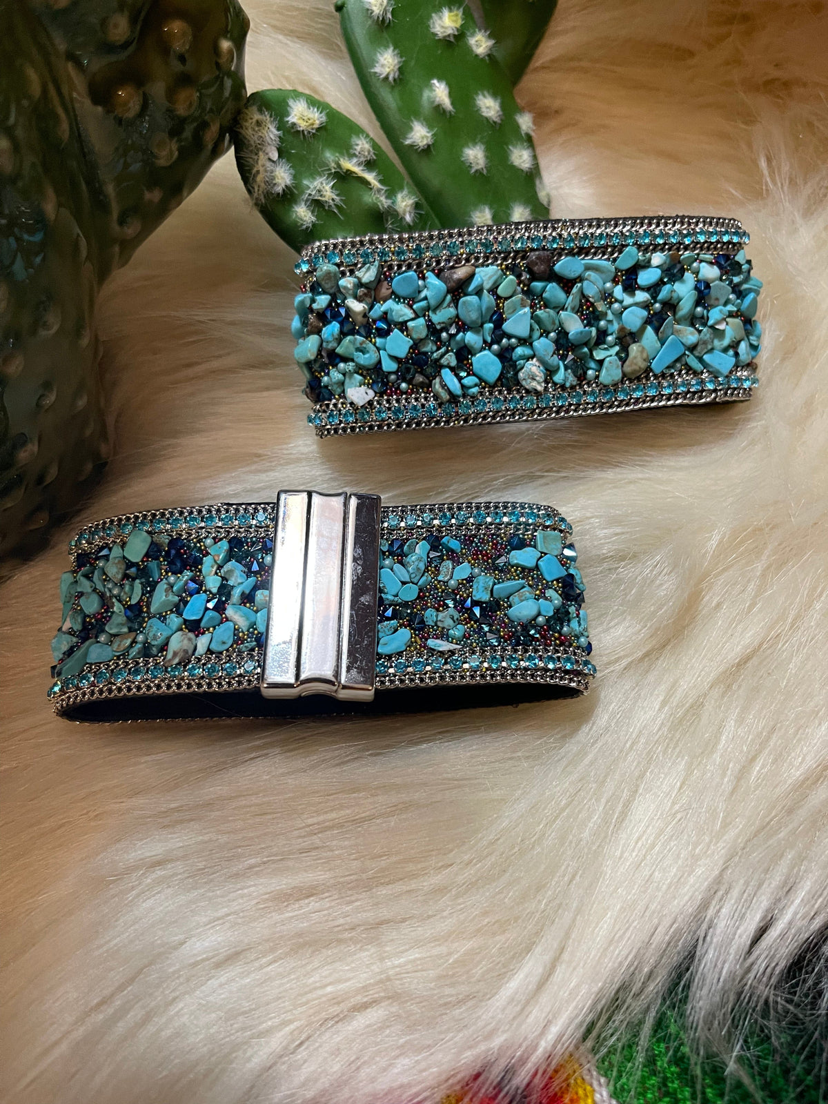 Turquoise chip magnetic BRACELET Southwest Bedazzle jewelz