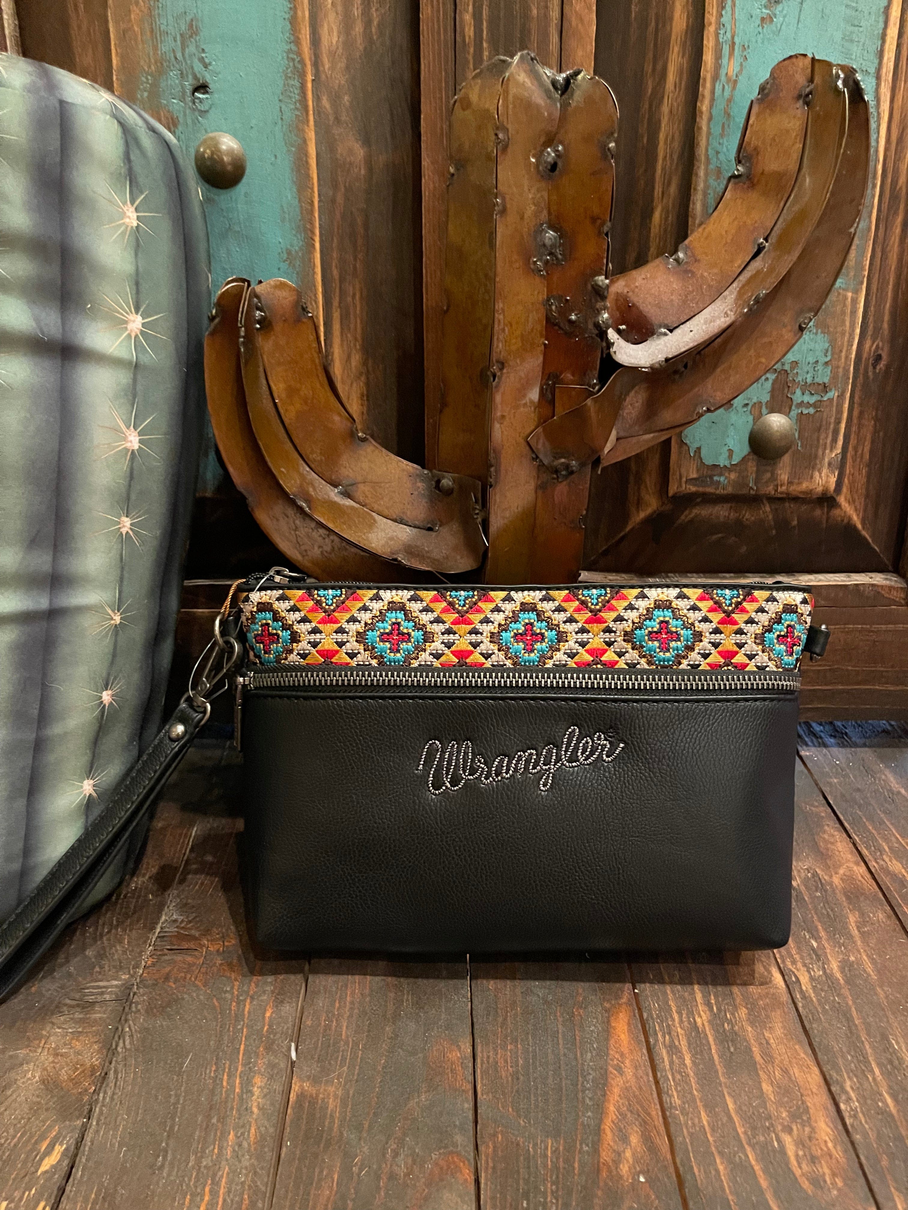 XL Wrangler aztec embroidered WRISTLET crossbody