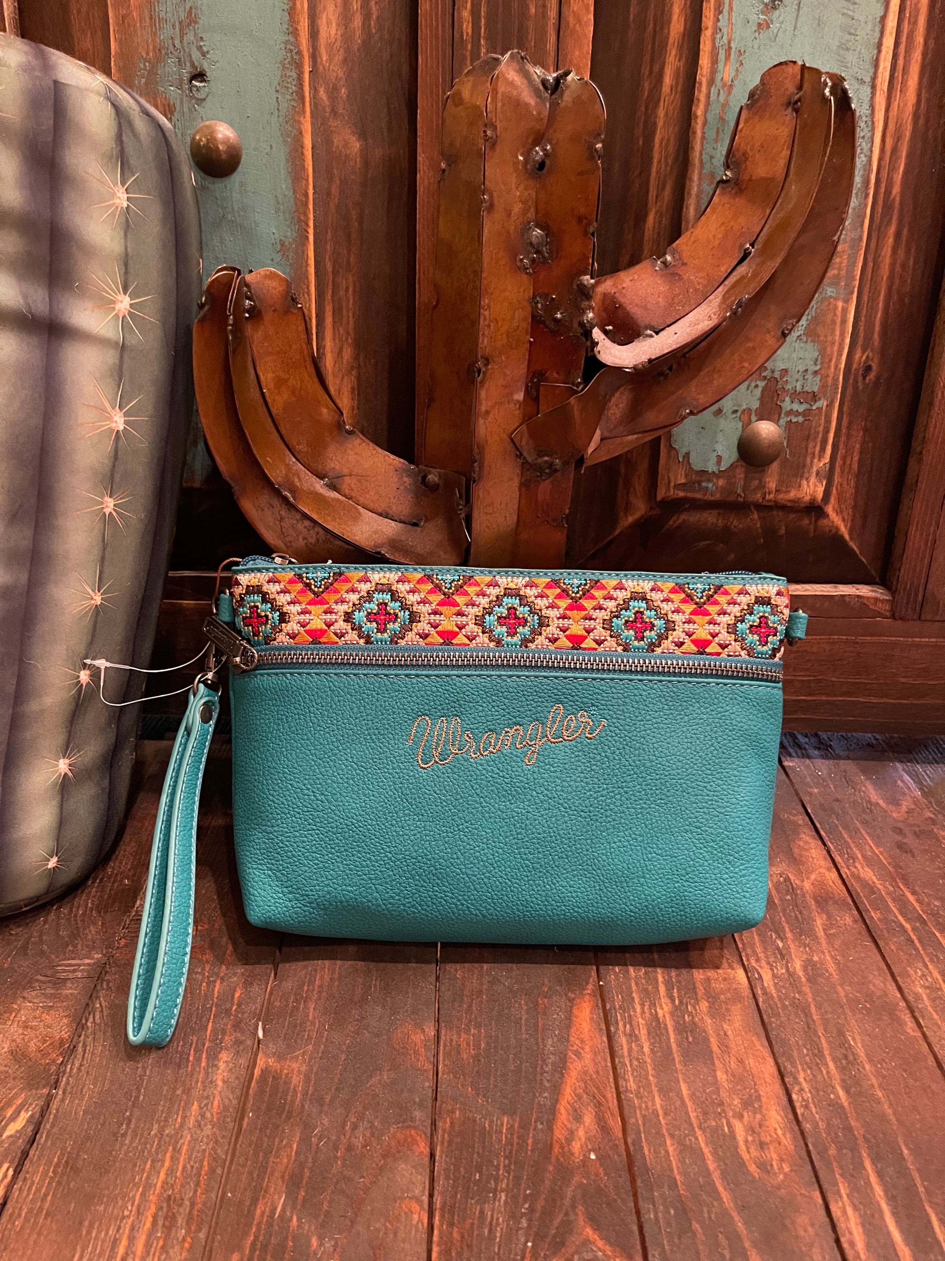 XL Wrangler aztec embroidered WRISTLET crossbody