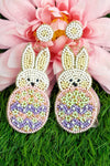 Beaded Easter bunny earrings Southwest Bedazzle jewelz