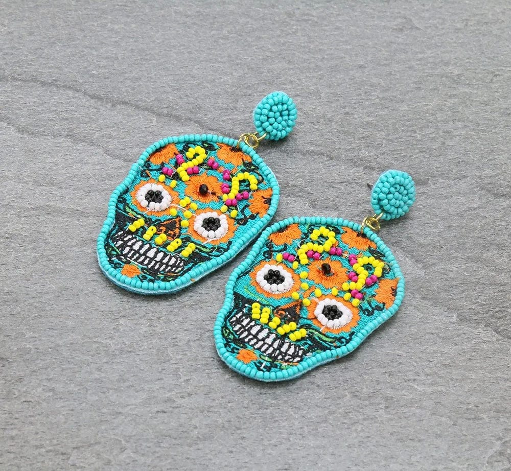 Beaded Sugar Skull EaRrInGs Southwest Bedazzle jewelz