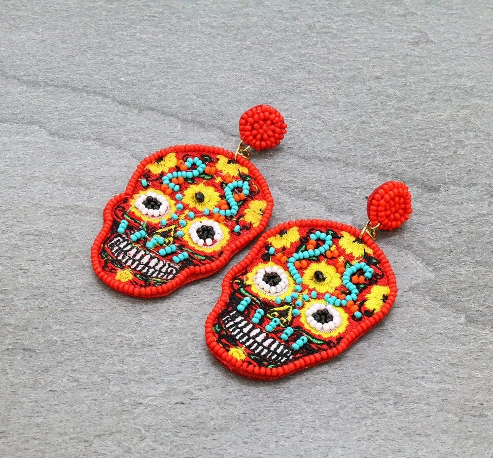 Beaded Sugar Skull EaRrInGs Southwest Bedazzle jewelz