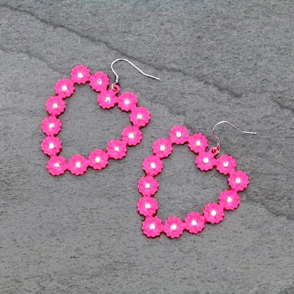 bling heart earrings pink Southwest Bedazzle jewelz