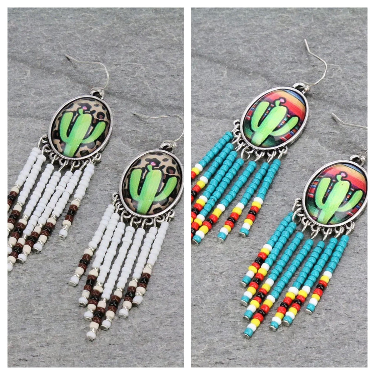 Cactus glass bubble earrings Southwest Bedazzle jewelz