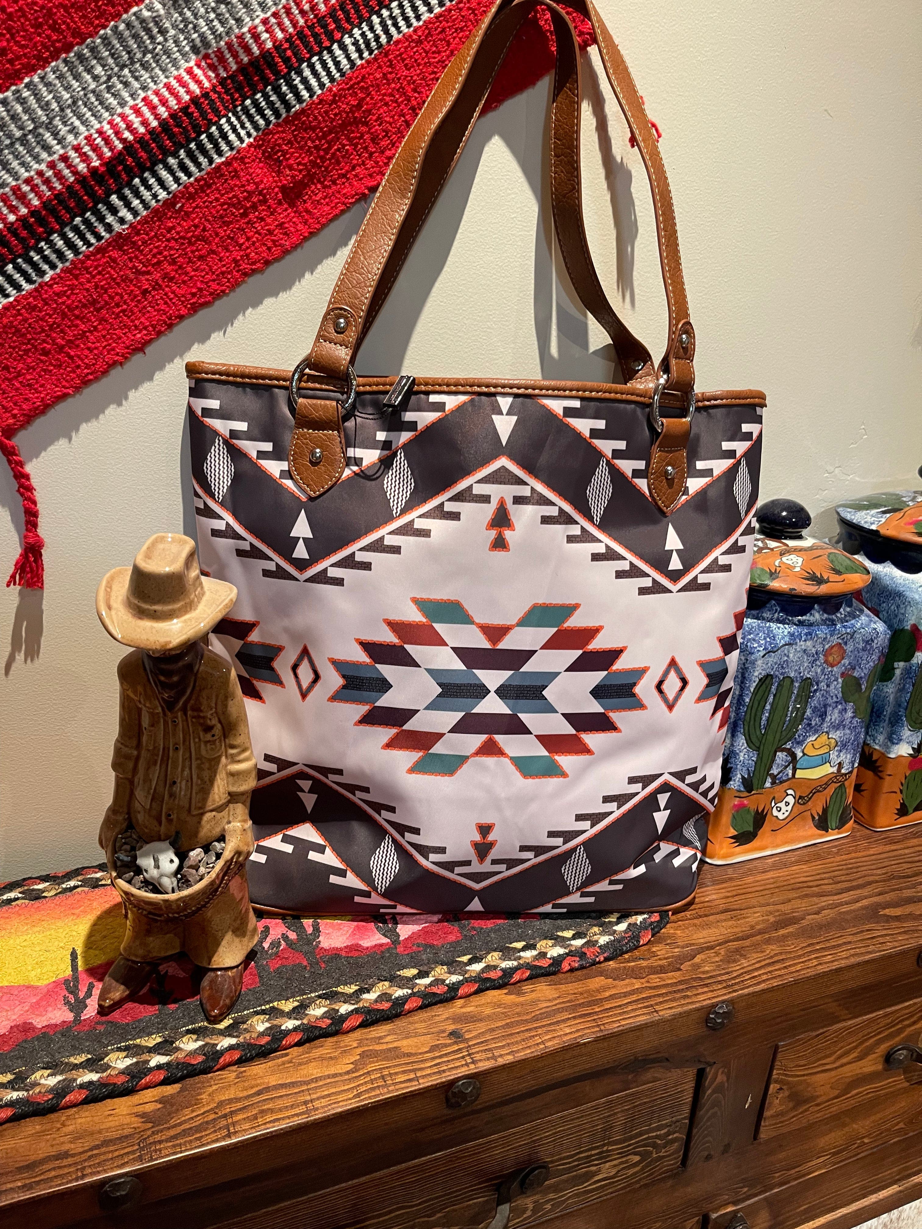 Santa Fe Aztec Tapestry Zip Top Hobo Bag - 7615