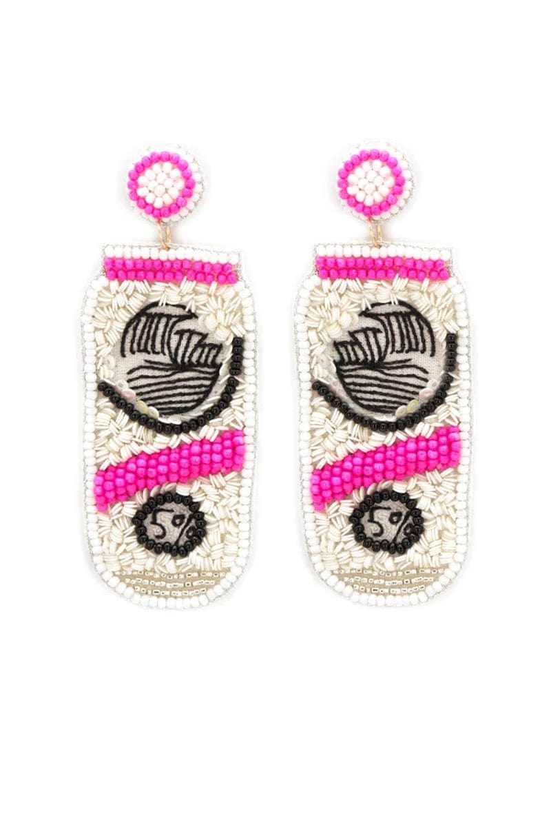 Hard seltzer earrings   Beaded hot pink Southwest Bedazzle jewelz