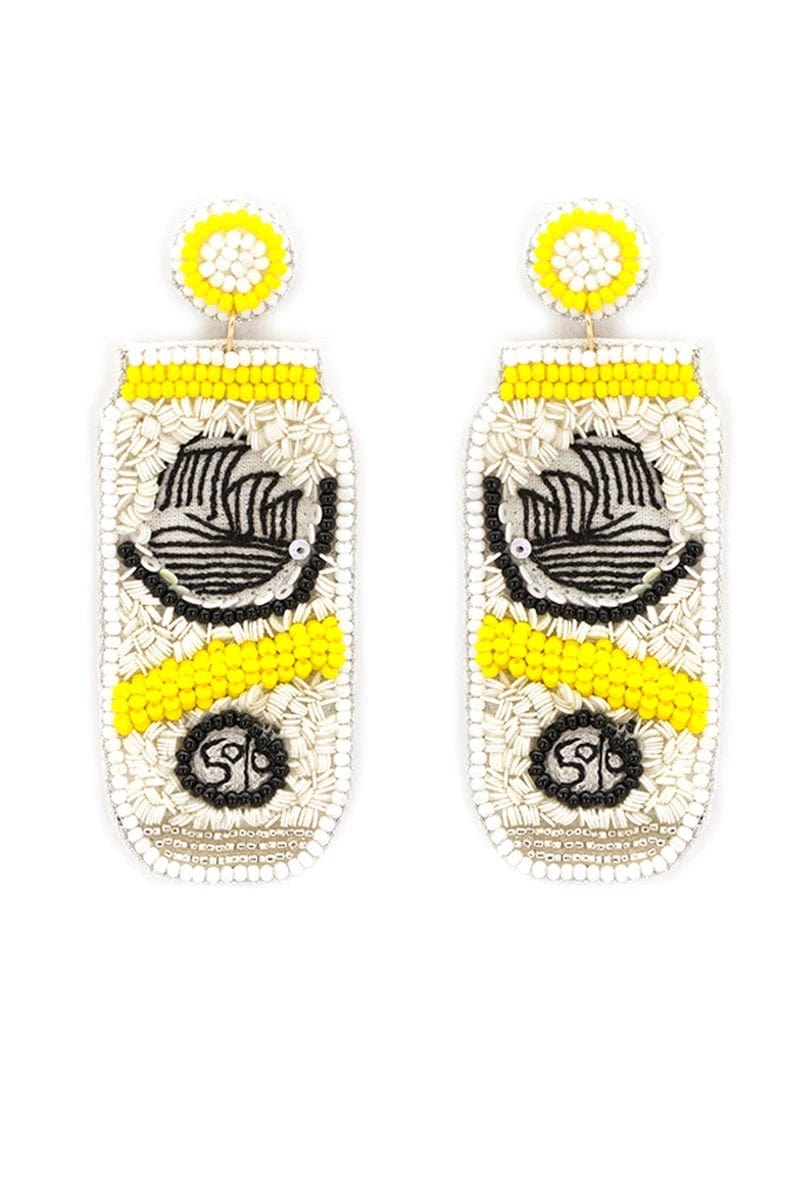 Hard seltzer earrings  beaded yellow Southwest Bedazzle jewelz