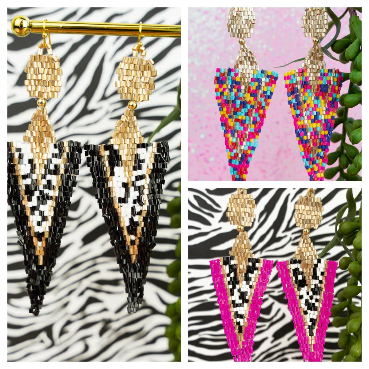 On point beaded earrings Southwest Bedazzle jewelz