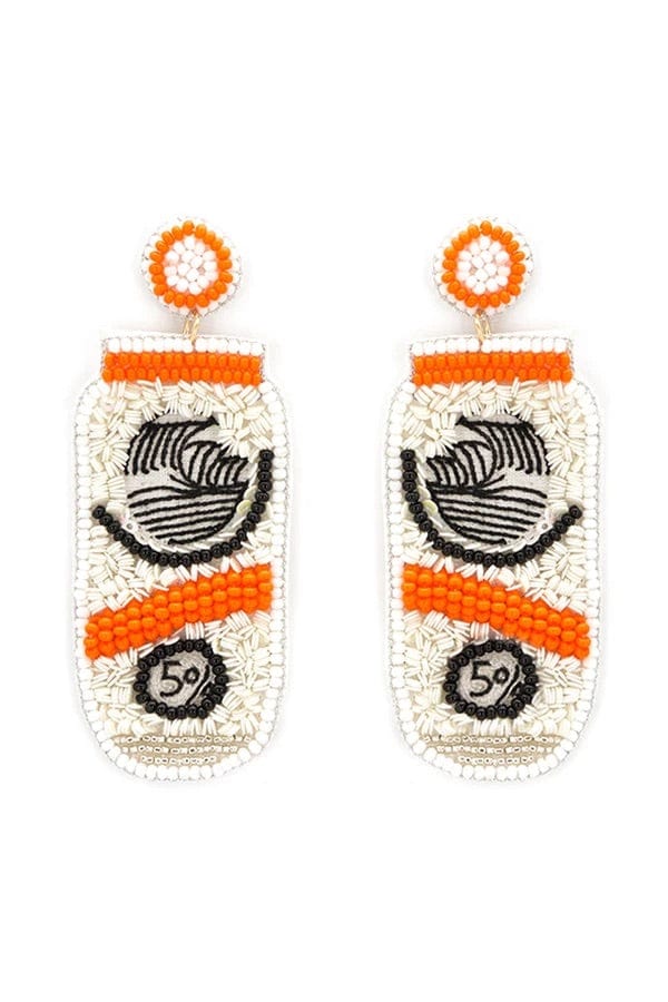 Orange hard seltzer beaded earrings Southwest Bedazzle jewelz