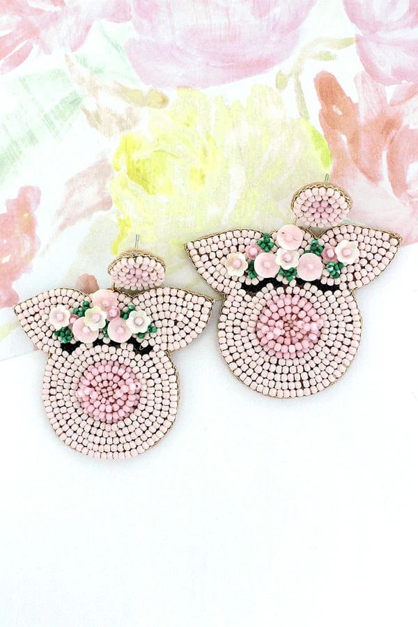 Piggy beaded earrings Southwest Bedazzle jewelz