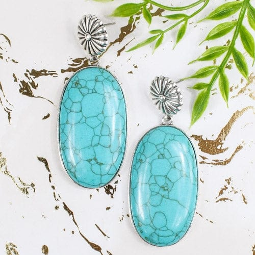 San Pedro large turquoise slab earrings Southwest Bedazzle jewelz