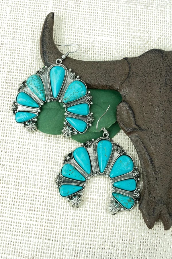 TURQUOISE AVIANA SILVERTONE EARRINGS Southwest Bedazzle jewelz