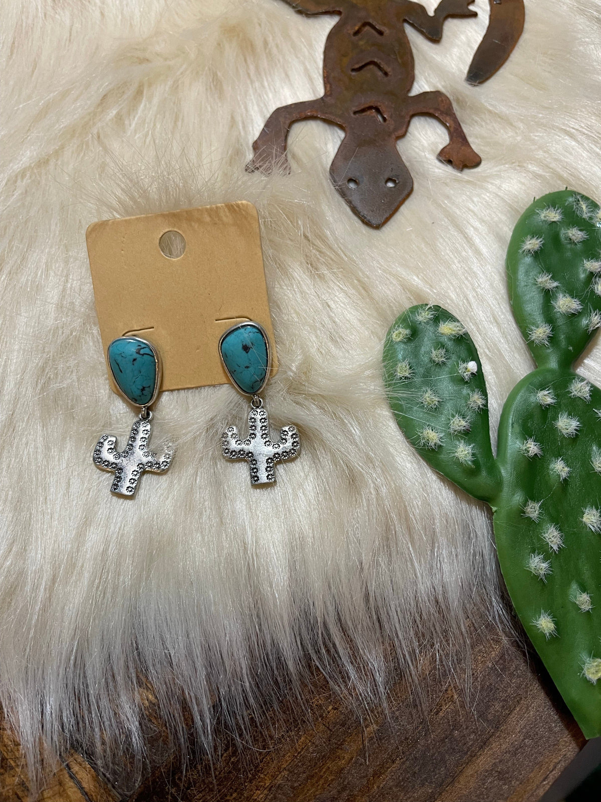 TURQUOISE DESERT GARDENS CACTUS EARRINGS Southwest Bedazzle jewelz