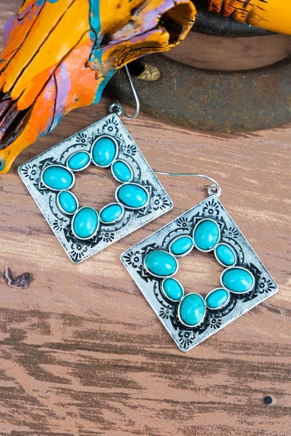 TURQUOISE EDGELEY DIAMOND EARRINGS Southwest Bedazzle jewelz