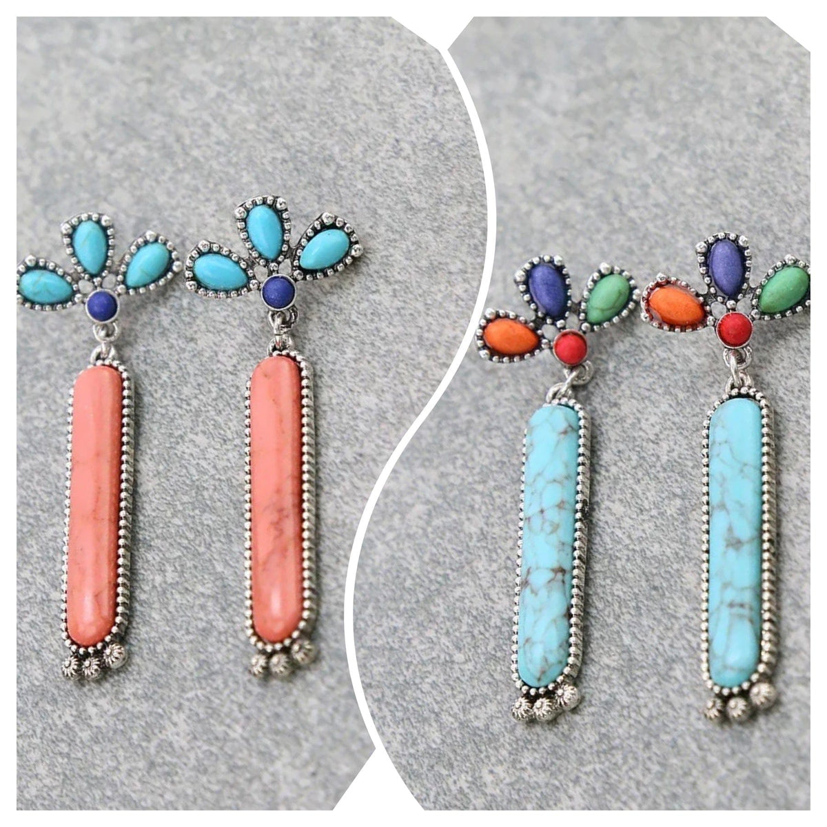 Turquoise stick bar earrings Southwest Bedazzle jewelz