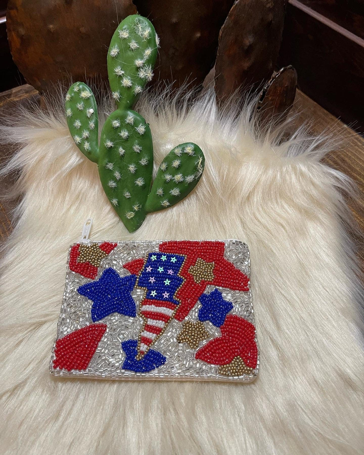 USA bolt beaded clutch Southwest Bedazzle jewelz